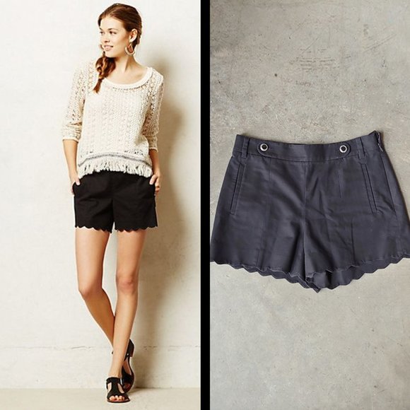 Anthropologie Pants - Cartonnier Black High Rise Scalloped Sailor Shorts